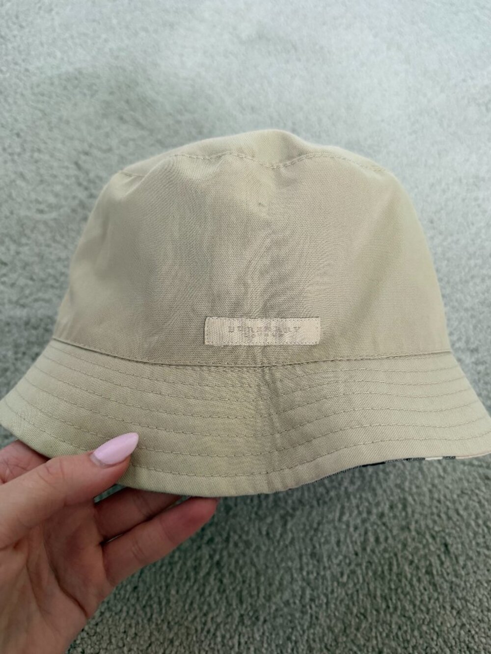 Authentic Vintage Burberry Reversible Gabardine Bucket Rain Hat
